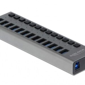 DELOCK EXTERNAL SUPERSPEED USB HUB WITH 13 PORTS, DELOCK-63738