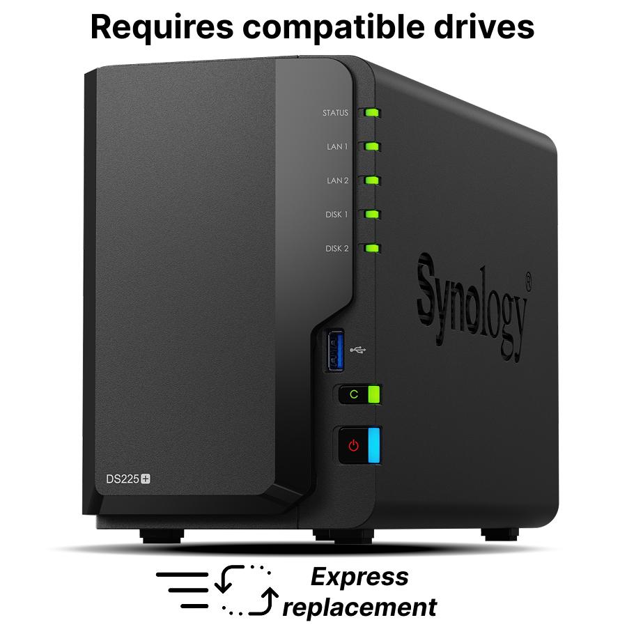 SYNOLOGY DS225+, за 2 диска, INTEL CELERON J4125 , 2GB DDR4 SODIMM