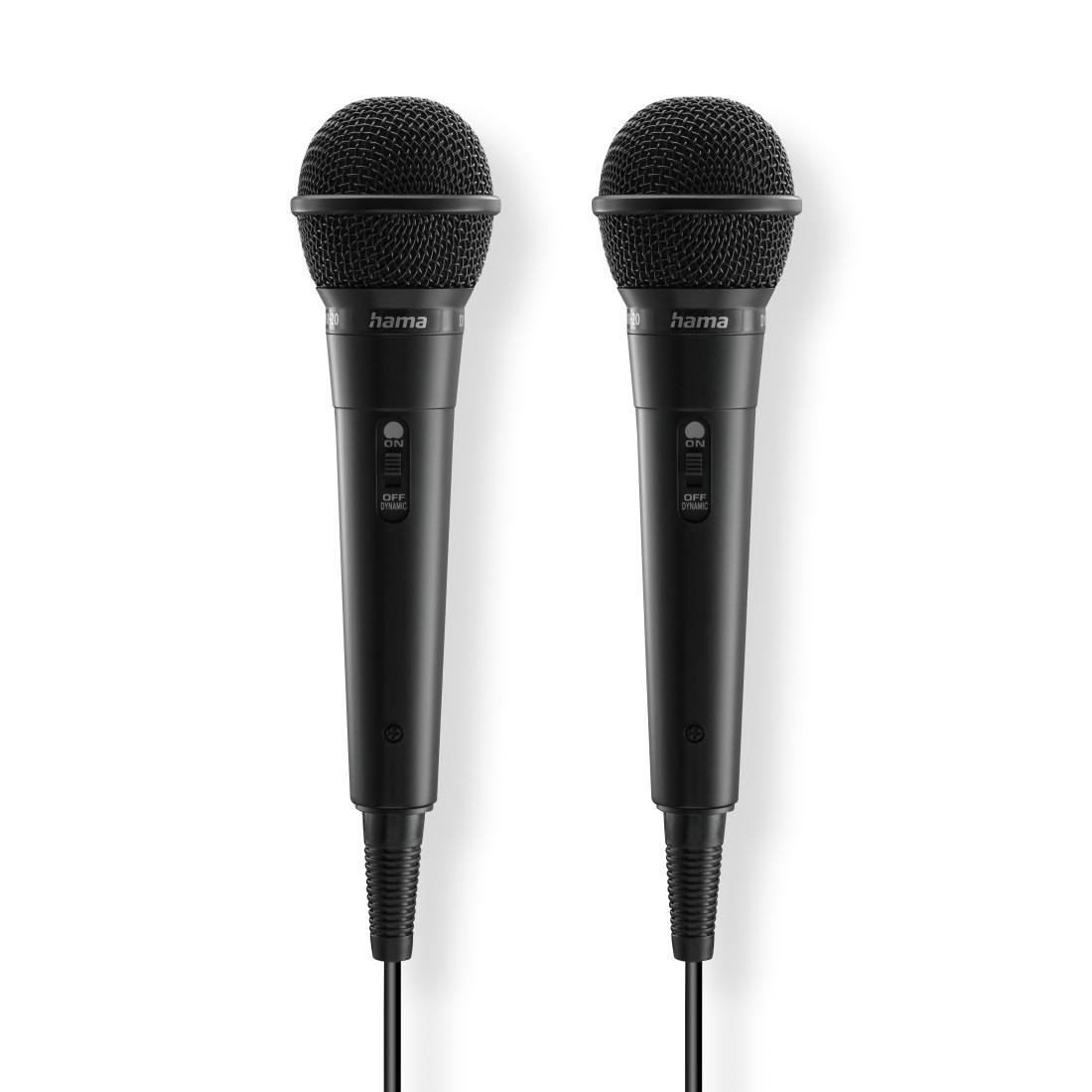 HAMA “KARAOKE” DYNAMIC MICROPHONE, JACK CABLE 2.5 M + ADAP., ON/OFF, SET OF 2