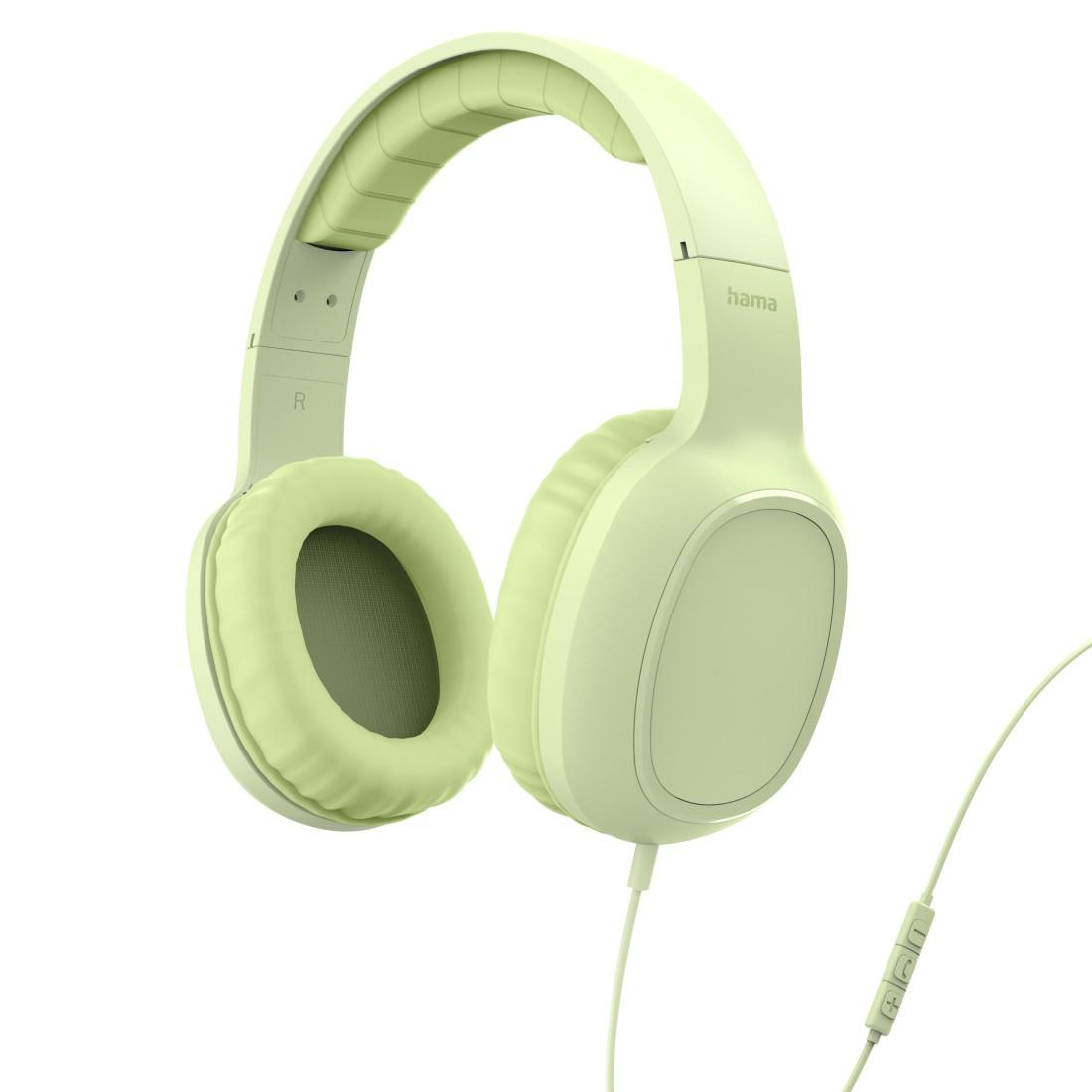 HAMA "FUN C" HEADPH., ON-EAR, MICROPHONE, CABLE GUIDE ON ONE SIDE, USB-C, GREEN