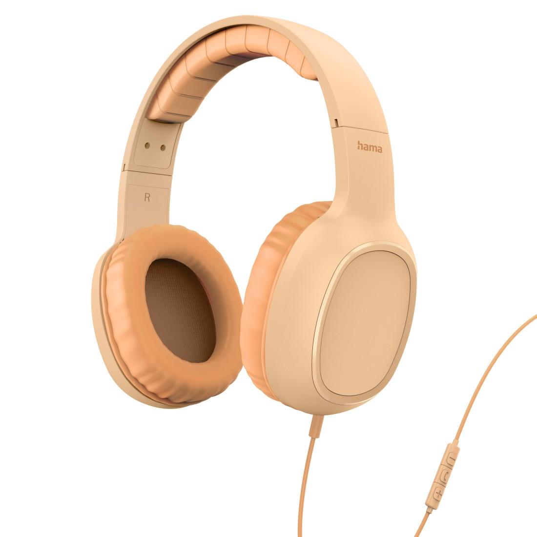HAMA "FUN C" HEADPH., ON-EAR, MICROPHONE, CABLE GUIDE ON ONE SIDE, USB-C, ORANGE