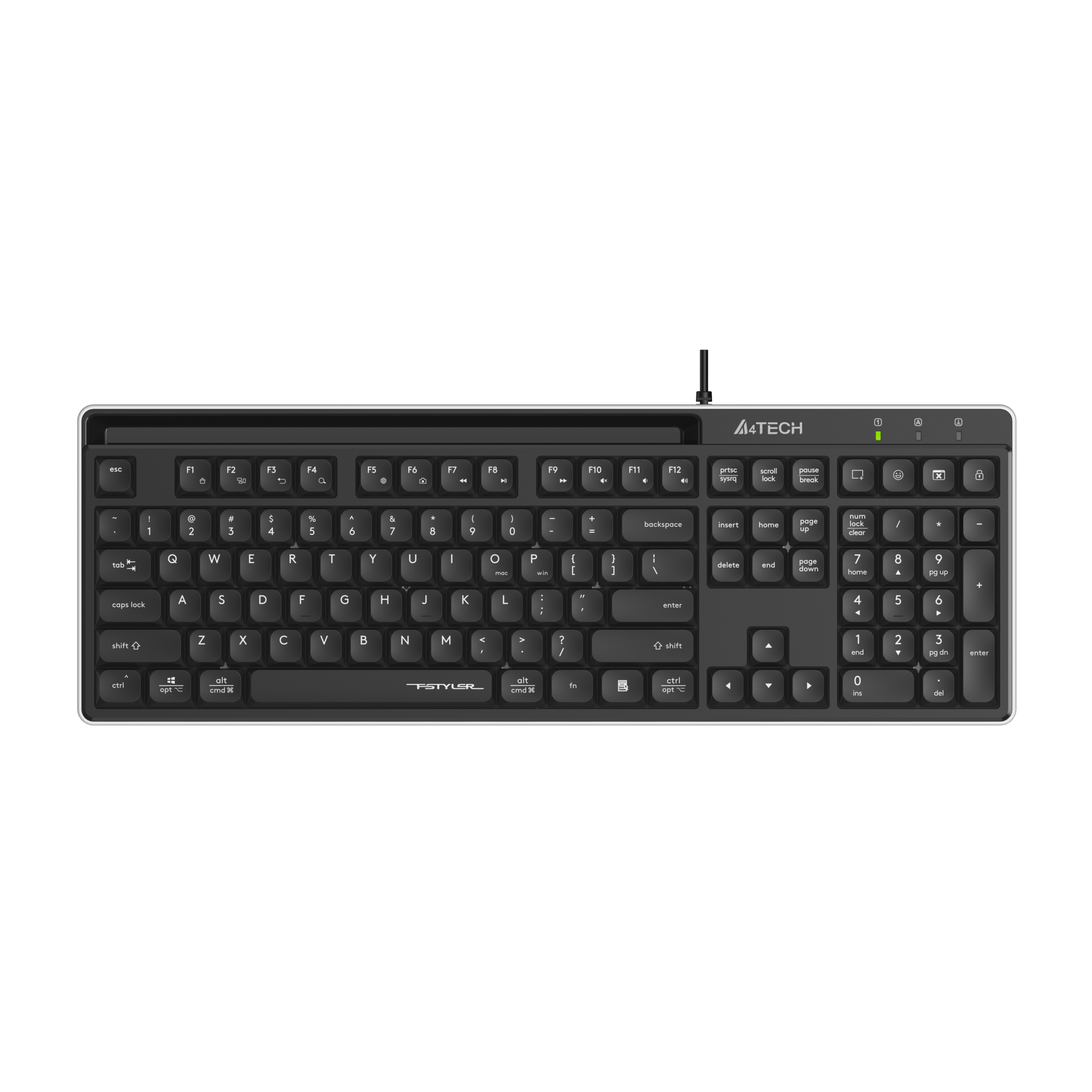 A4TECH FSTYLER FX72 WIRED KEYBOARD, LOW PROFILE, SCISSOR TECHNOLOGY, CYRILLIC, BLACK