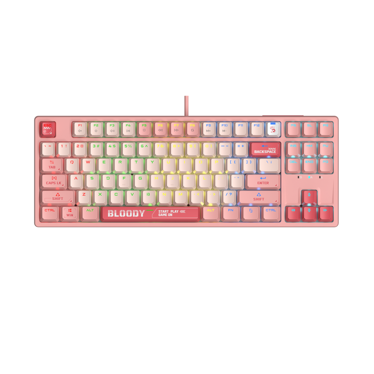 A4TECH GAMING MECHANICAL KEYBOARD BLOODY ENERGY PINK S87 BLMS TKL RGB BACKLIT RED SWITCH, USB