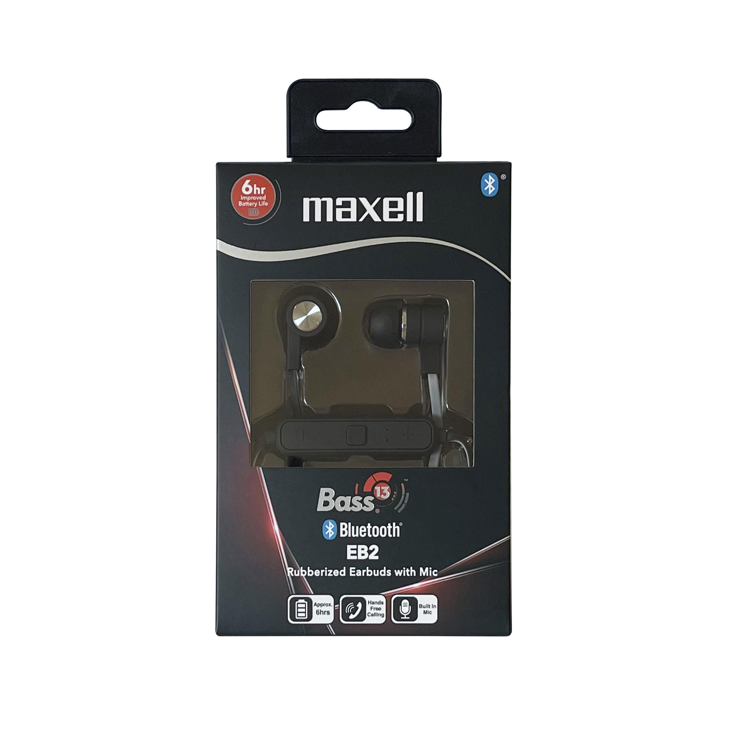 BLUETOOTH HEADPHONES EAR BUDS MAXELL B13-EB2  BASS 13  BLACK