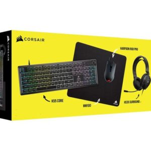CORSAIR GAMING 4-IN-1 BUNDLE K55 CORE / HARPOON RGB PRO / HS35 SURROUND V2 / MM100