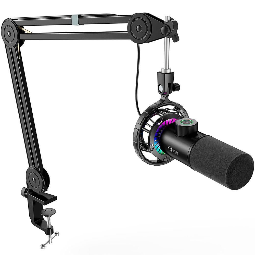 MICROPHONE WITH BOOM ARM FIFINE T658 DYNAMIC RGB BLACK