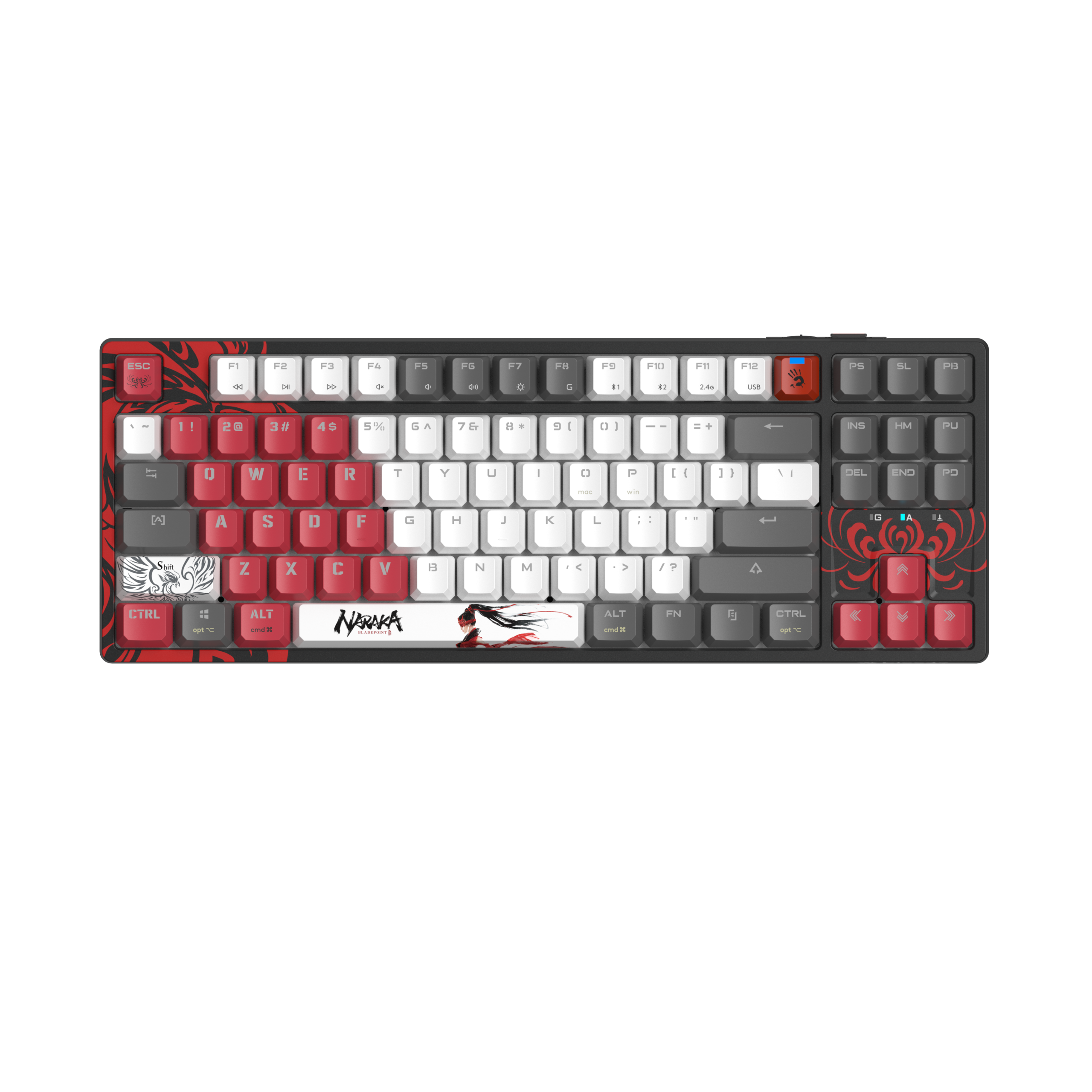A4TECH GAMING WIRELESS MECHANICAL KEYBOARD BLOODY NARAKA S87 TKL BACKLIT RED SWITCH