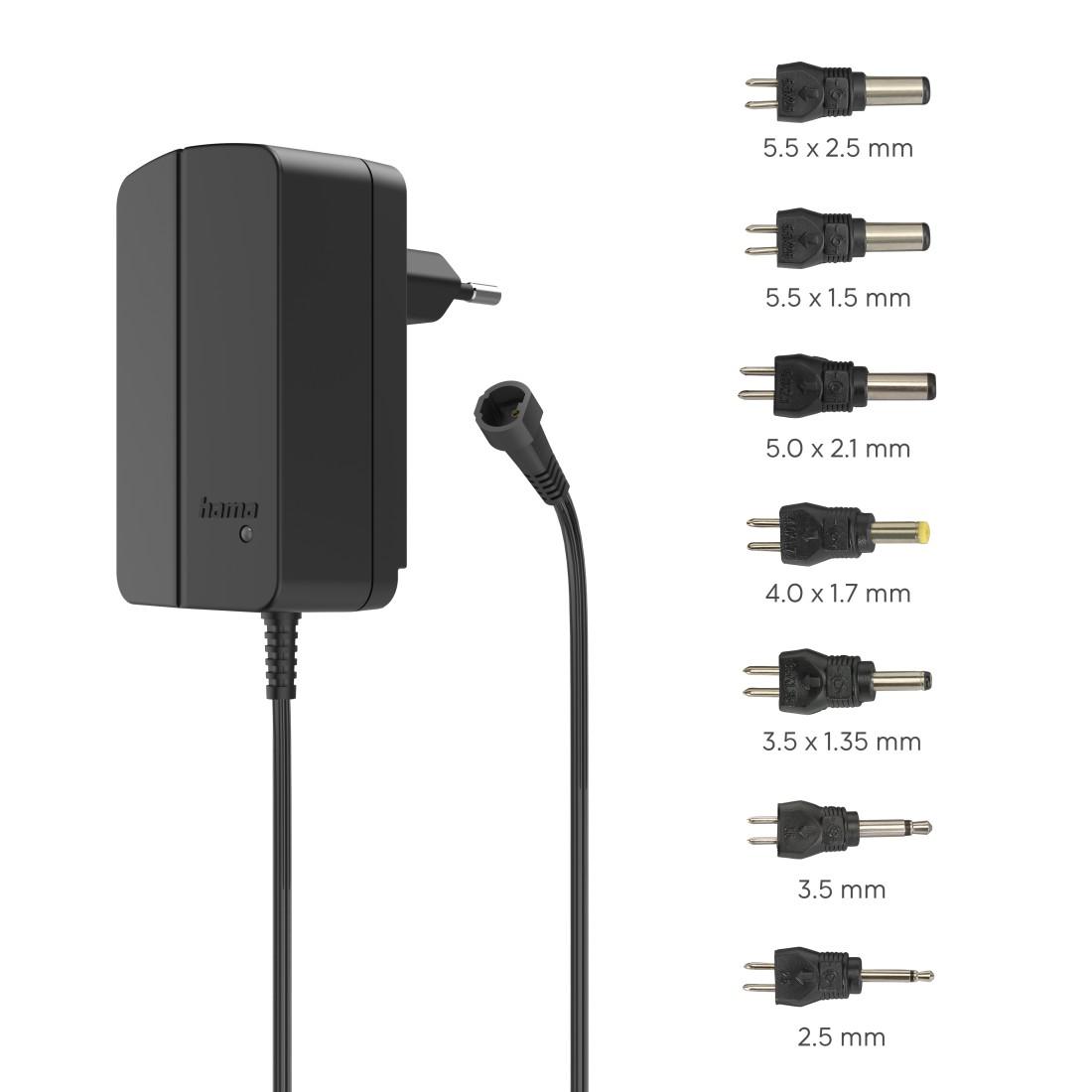 HAMA UNIVERSAL SWITCHABLE POWER SUPPLY UNIT, ADJUSTABLE, 1500MA, 24W, MAX. 24V, 7 ADAPTERS