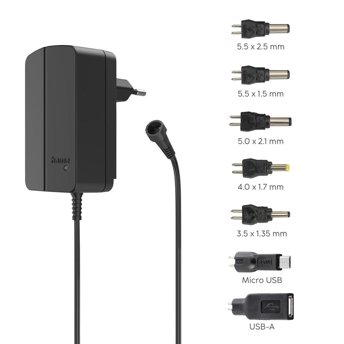 HAMA UNIVERSAL SWITCHABLE POWER SUPPLY UNIT, ADJUSTABLE, 2250MA, 27W, MAX. 12V, 7 ADAPTERS