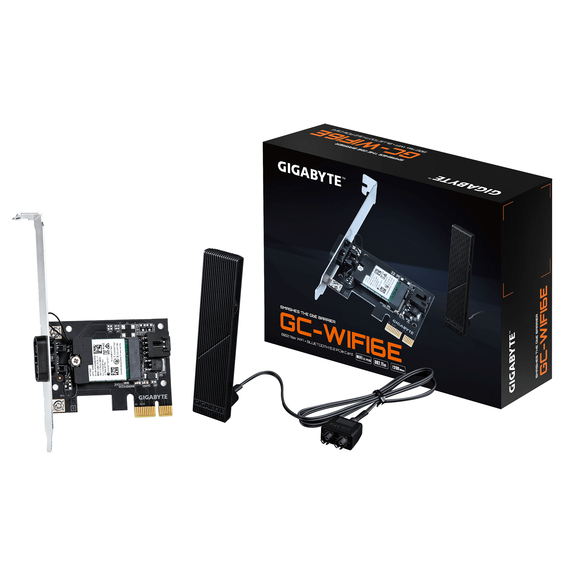 WIRELESS GIGABYTE GC-WIFI6E MEDIATEK MT7902 WIFI 6Е 2X2 802.11AX, BLUETOOTH 5.2