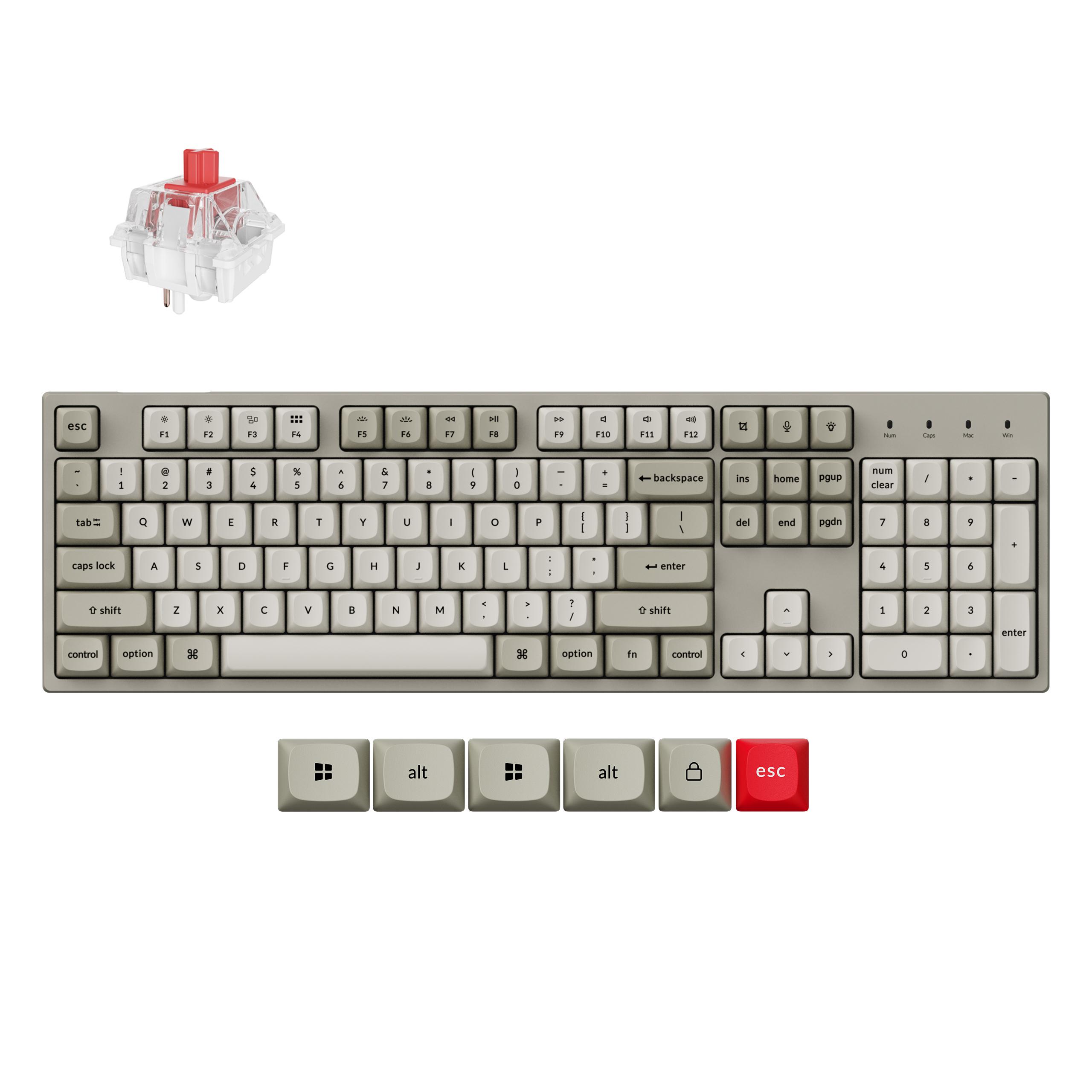 MECHANICAL KEYBOARD KEYCHRON C2 PRO 8K QMK SUPER RED SWITCH, FULL SIZE