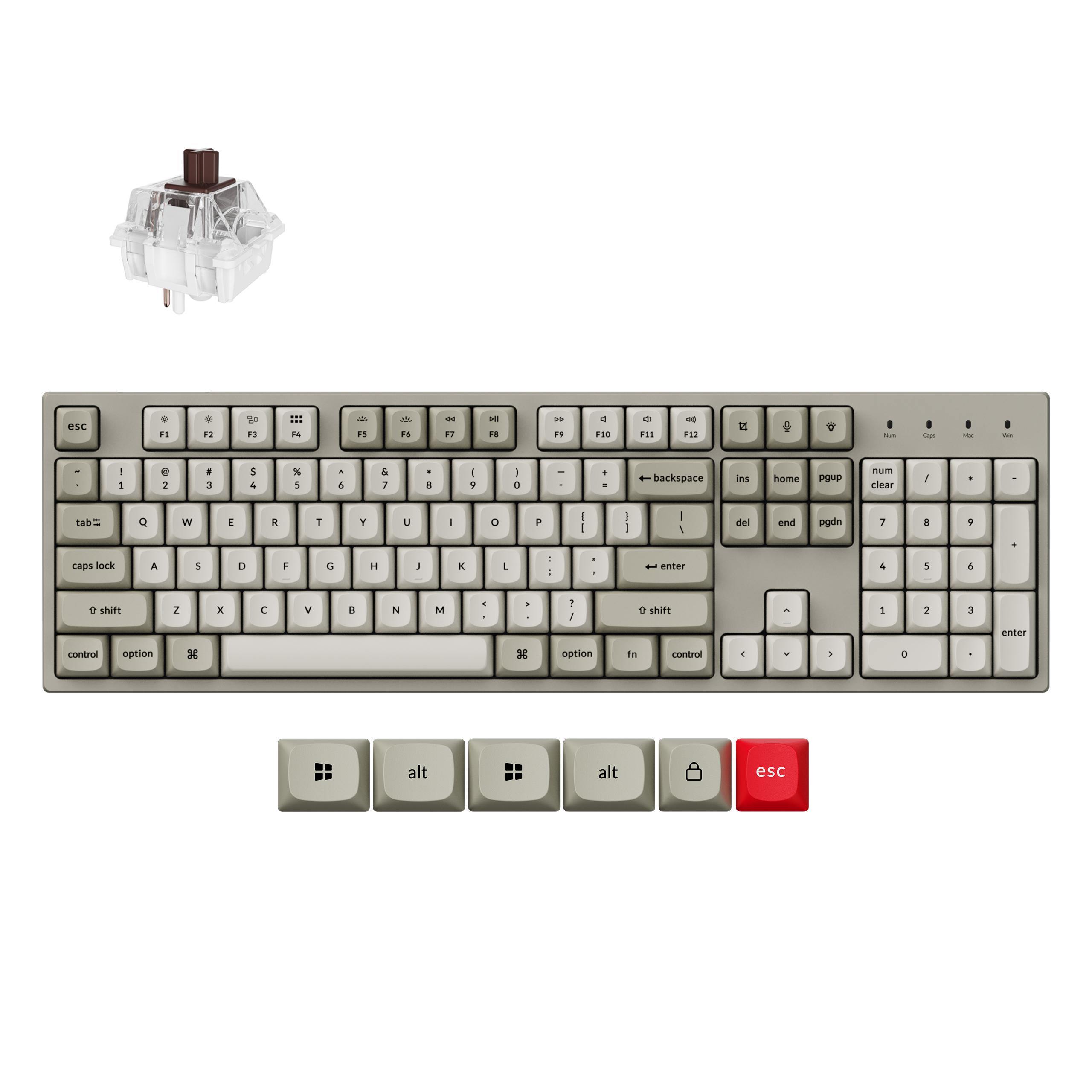 MECHANICAL KEYBOARD KEYCHRON C2 PRO 8K QMK SUPER BROWN SWITCH, FULL SIZE