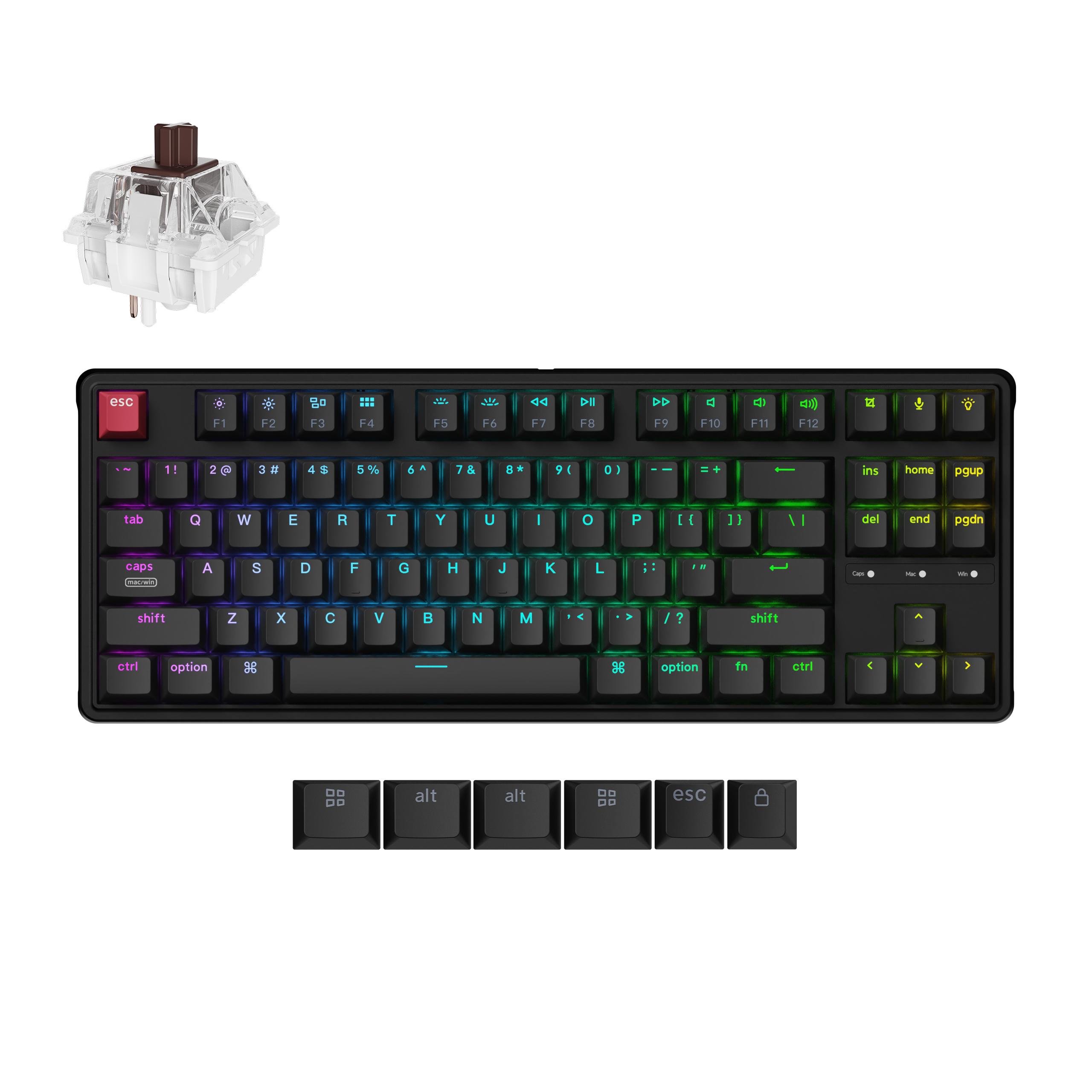 MECHANICAL KEYBOARD KEYCHRON C3 PRO 8K QMK SUPER BROWN SWITCH, HOT-SWAPPABLE, RGB