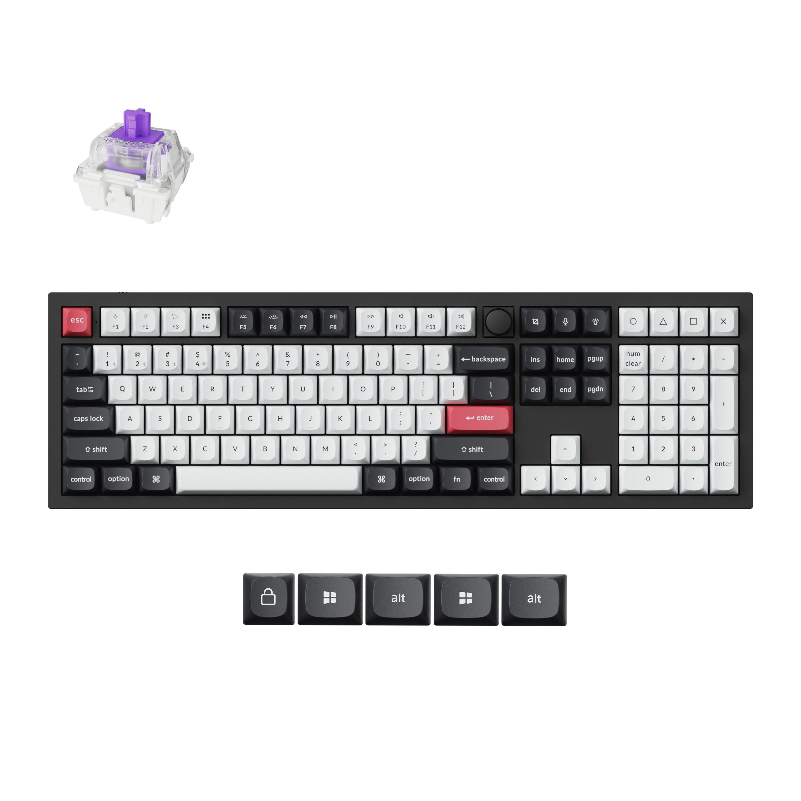 WIRELESS MECHANICAL KEYBOARD KEYCHRON Q6 HE QMK GATERON DOUBLE-RAIL MAGNETIC SWITCH CARBON BLACK