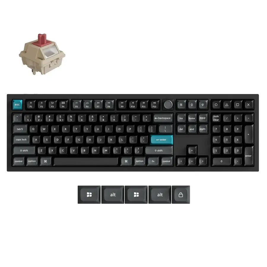 WIRELESS MECHANICAL KEYBOARD KEYCHRON Q6 ULTRA 8K BLACK SILK POM SWITCH RED