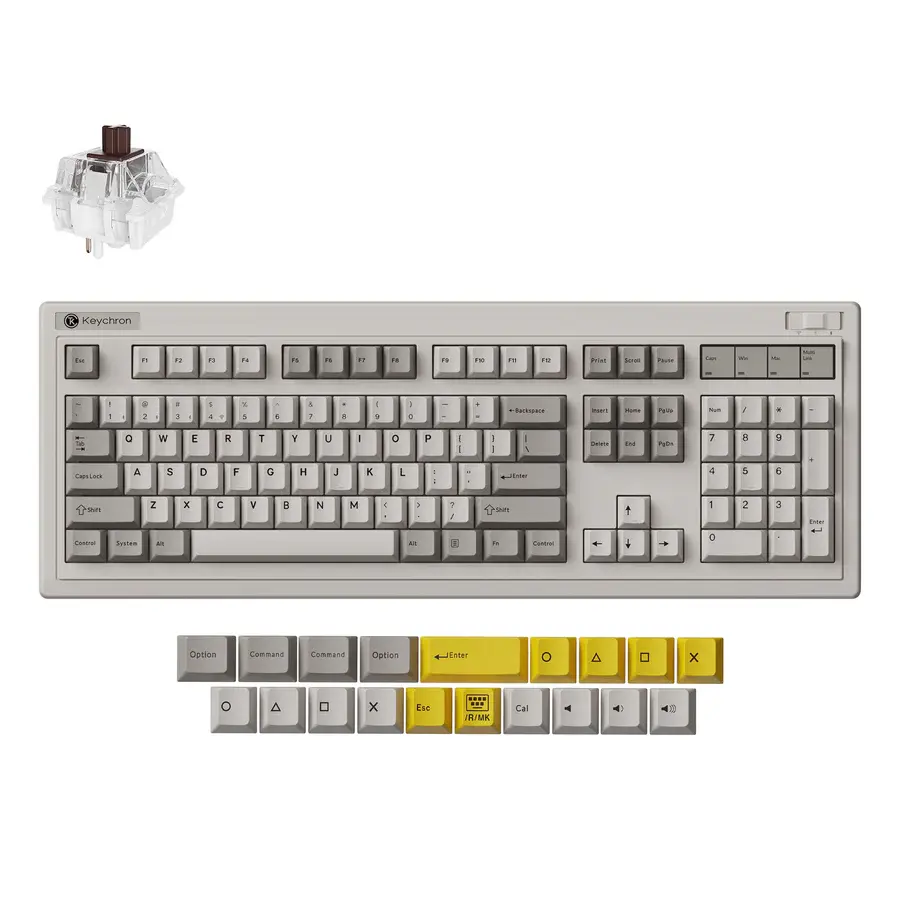 WIRELESS MECHANICAL KEYBOARD KEYCHRON R6 QMK RETRO SUPER BROWN SWITCH