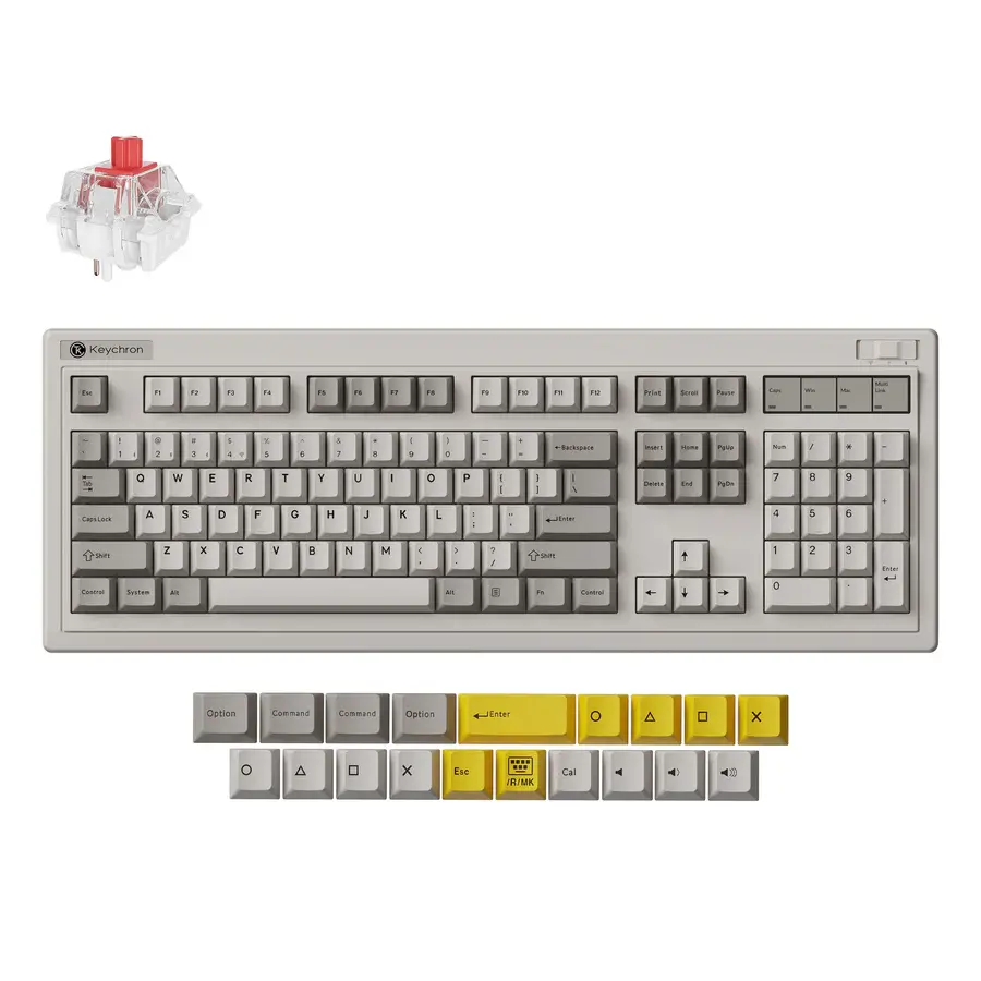WIRELESS MECHANICAL KEYBOARD KEYCHRON R6 QMK RETRO SUPER RED SWITCH