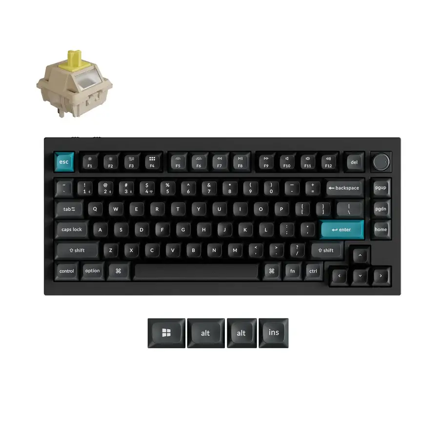WIRELESS MECHANICAL KEYBOARD KEYCHRON Q1 ULTRA 8K BLACK SILK POM SWITCH BANANA