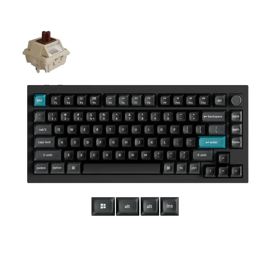WIRELESS MECHANICAL KEYBOARD KEYCHRON Q1 ULTRA 8K BLACK SILK POM SWITCH BROWN