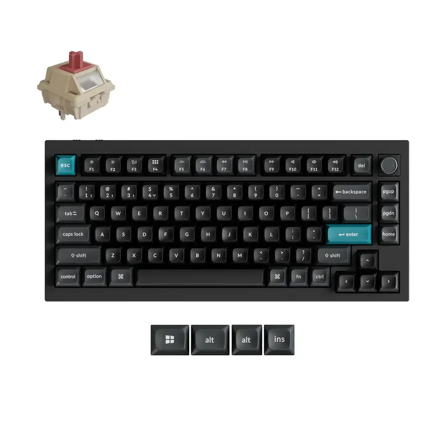 WIRELESS MECHANICAL KEYBOARD KEYCHRON Q1 ULTRA 8K BLACK SILK POM SWITCH RED