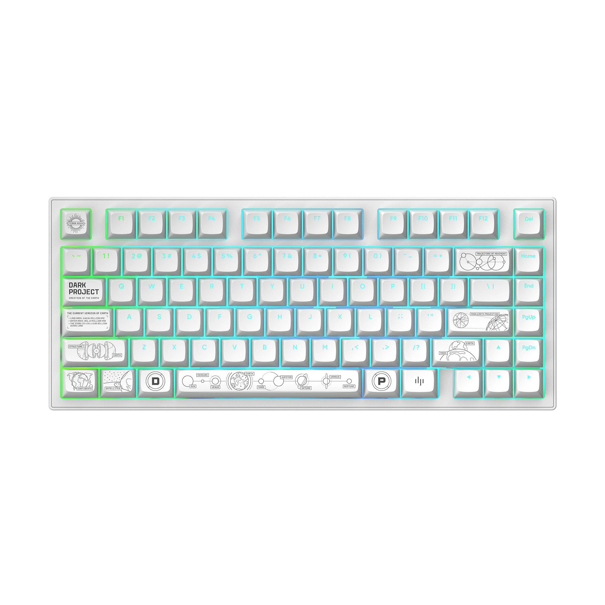 GAMING WIRELESS MECHANICAL KEYBOARD DARK PROJECT ALU81A TERRA NOVA R2 WHITE RGB
