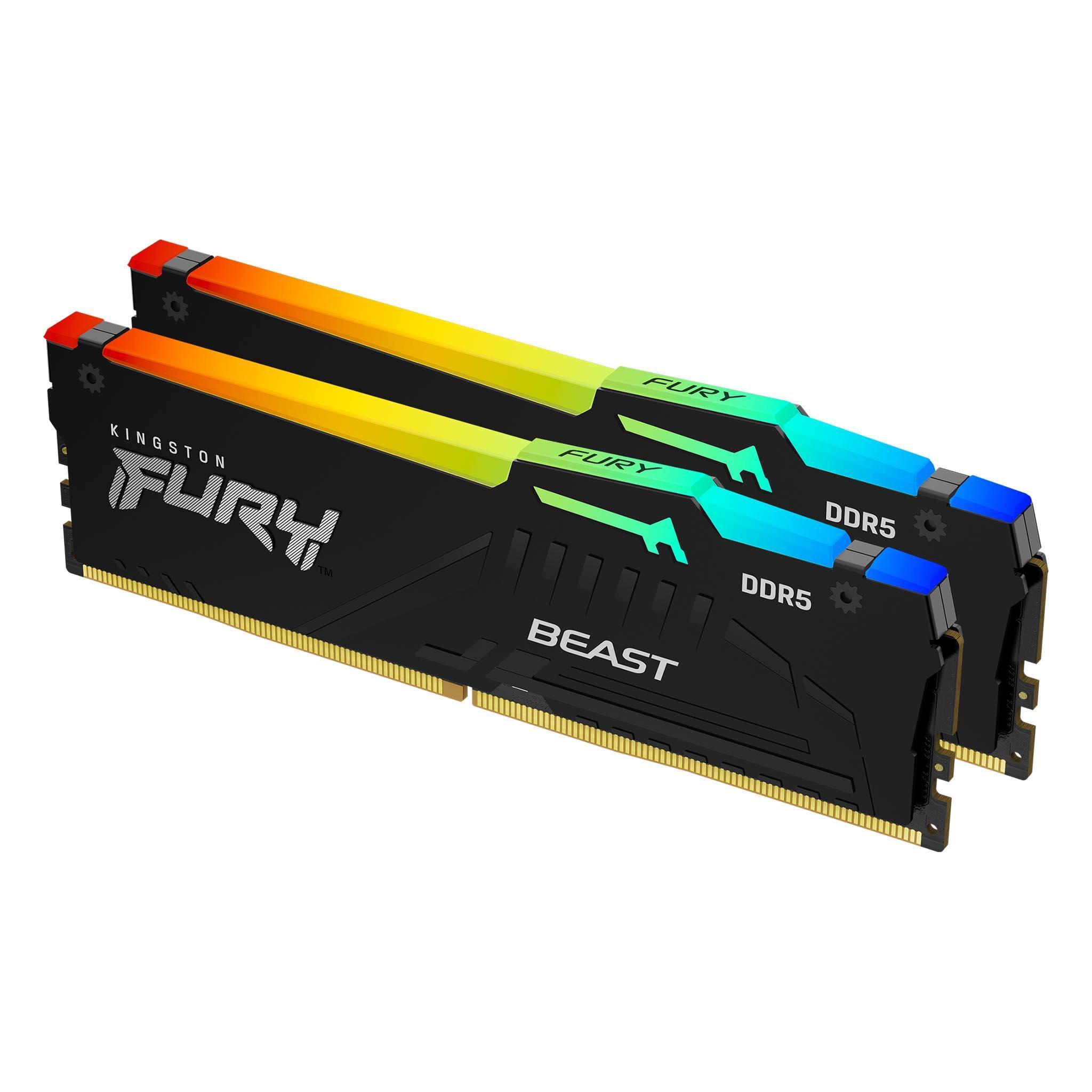 KINGSTON FURY BEAST BLACK RGB 16GB(2X8GB) DDR5 6000MHZ CL30, AMD EXPO -KF560C30BBEAK2-16