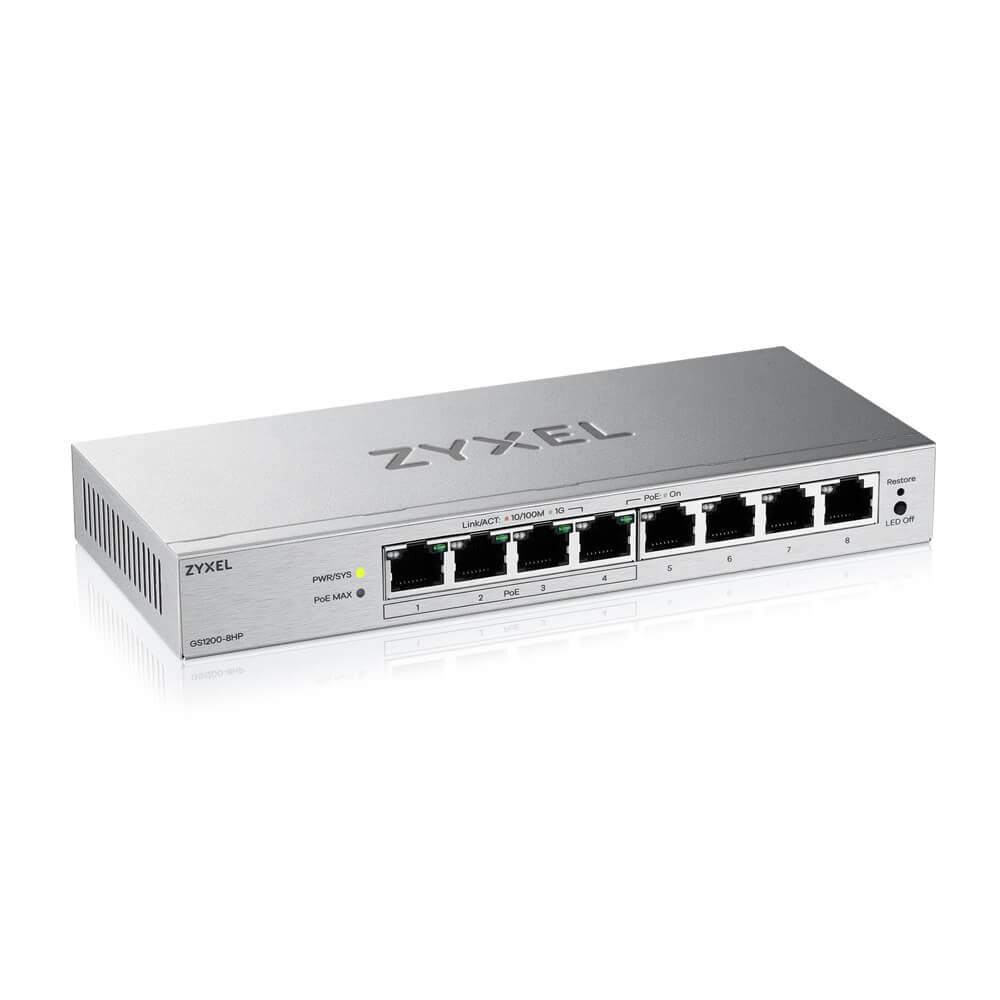 SWITCH ZYXEL GS-1200-8HPV3, 8 PORTS, GIGABIT, WEBMANAGED